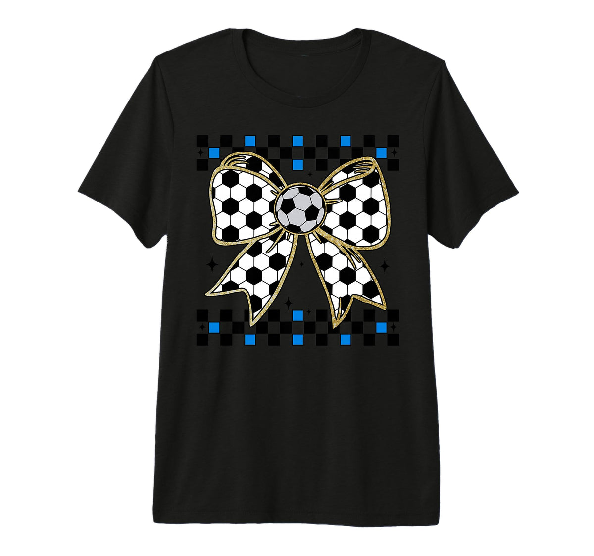 Soccer Bow Checkered Ribbon Gift T-Shirt - Custom Art Print Men Women