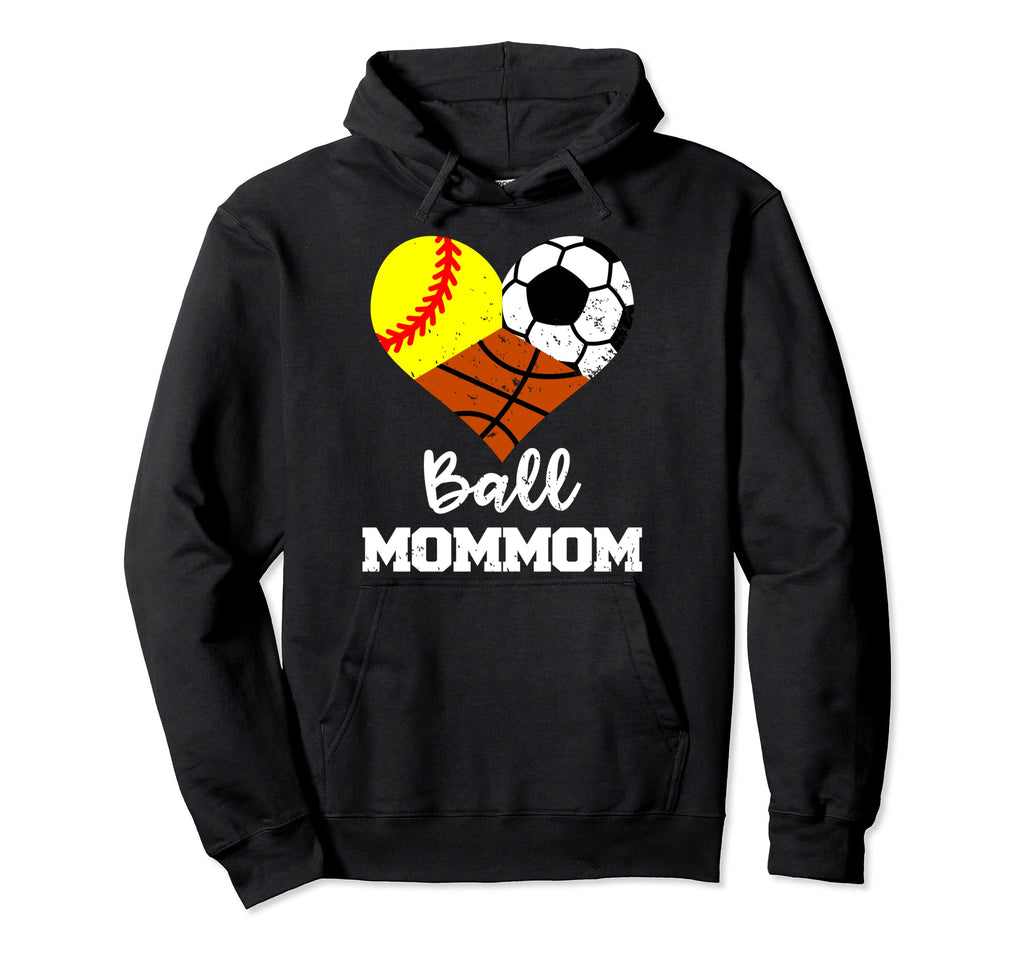 Ball Mommom Heart Funny Softball Soccer Hoodie - Fun Novelty Design Unisex
