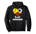 Ball Mommom Heart Funny Softball Soccer Hoodie - Fun Novelty Design Unisex