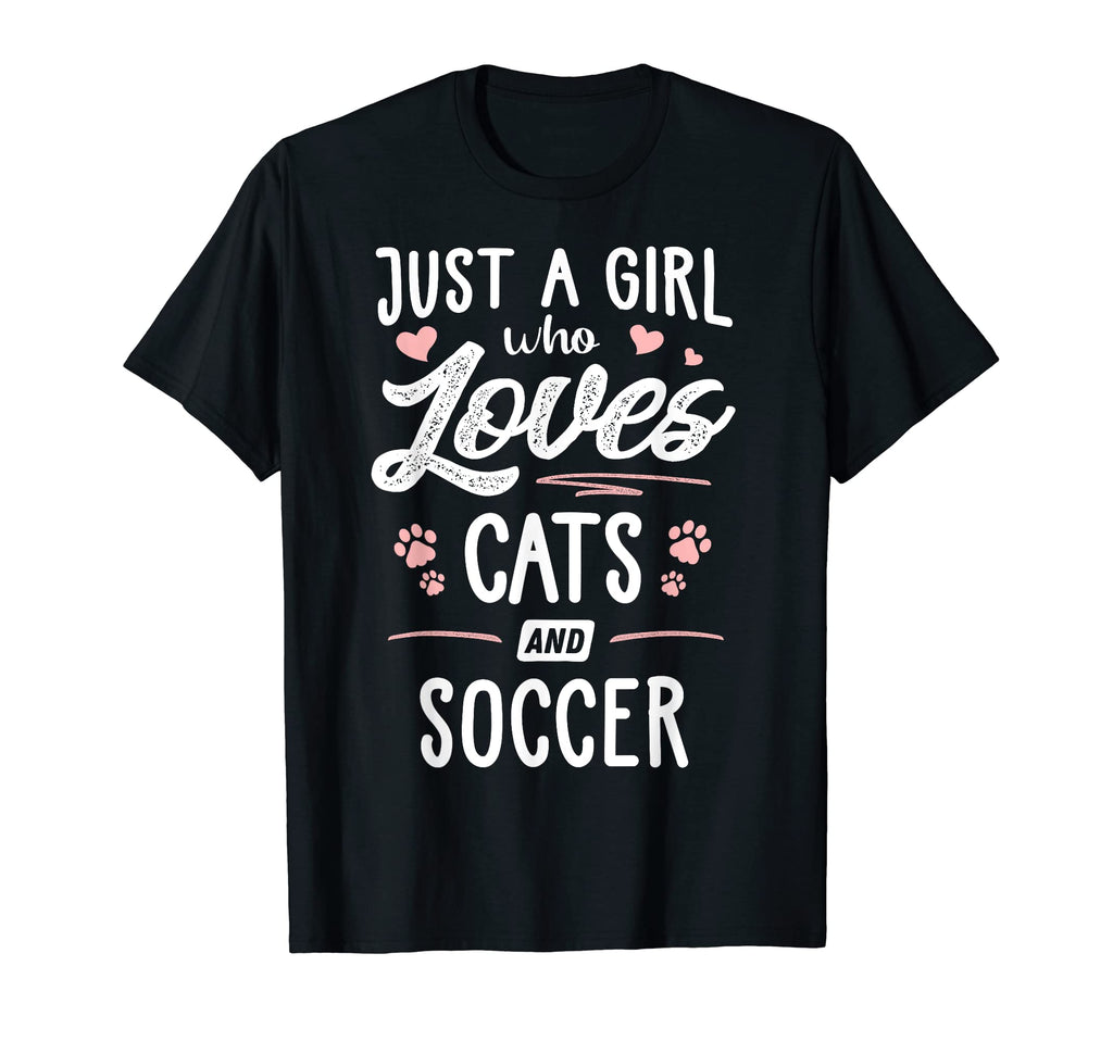 Just Who Loves Cats And Soccer Gift Cat T-Shirt - Graphic Print Unisex