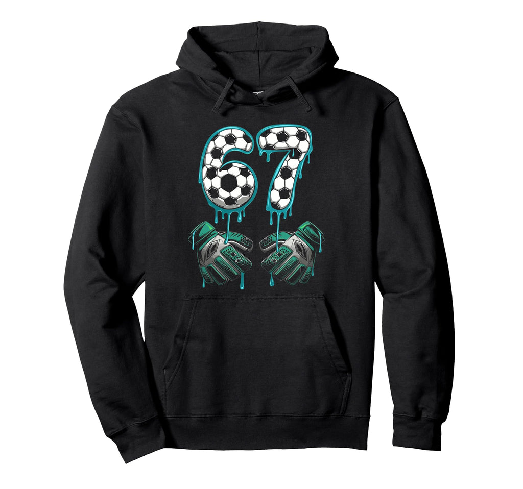 Soccer Goalie 67 Number Gloves Splash Hoodie - Novelty Apparel Unisex
