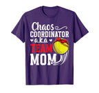 Chaos Coordinator Softball Team Mom T-Shirt - Unique Graphic Unisex