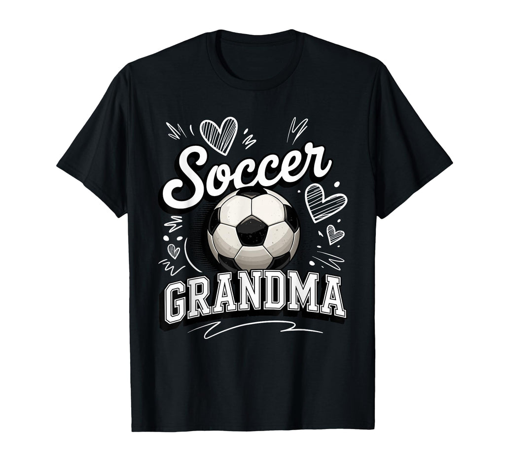 Soccer Grandma Heart Ball Stadium T-Shirt - Casual Everyday Wear Men Women