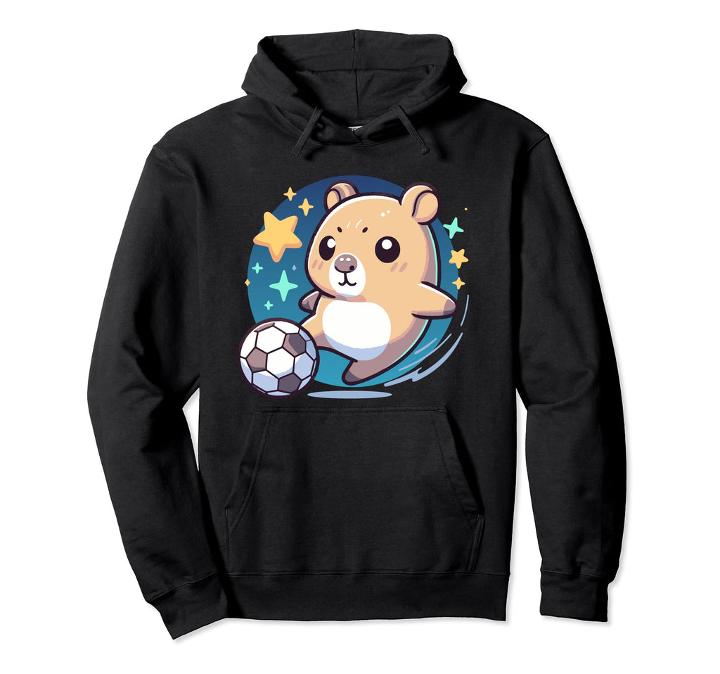 Hamster Soccer Player Kicking Soccer Hoodie - Custom Art Print Men Women