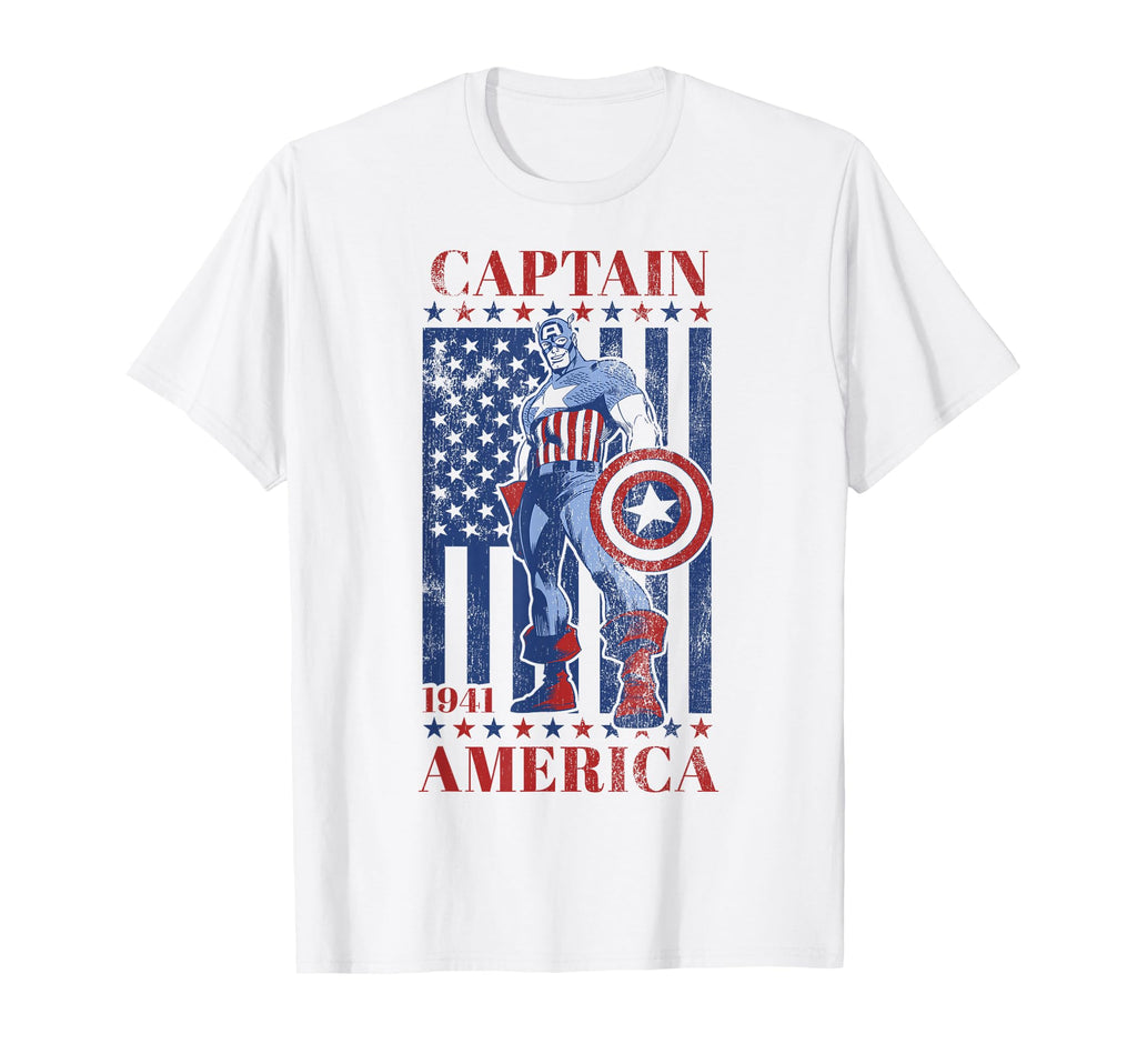 Marvel Captain America Flag 1941 T-Shirt - Trendy Graphic for Adults
