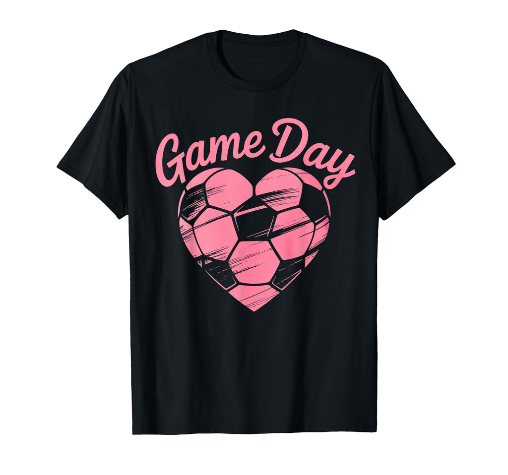 Womens Soccer Game Day Ladies Heart Soccer T-Shirt - Novelty Apparel Unisex