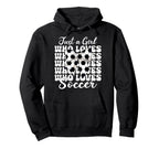 Just Who Loves Soccer Coquette Bow Hoodie - Graphic Print Unisex