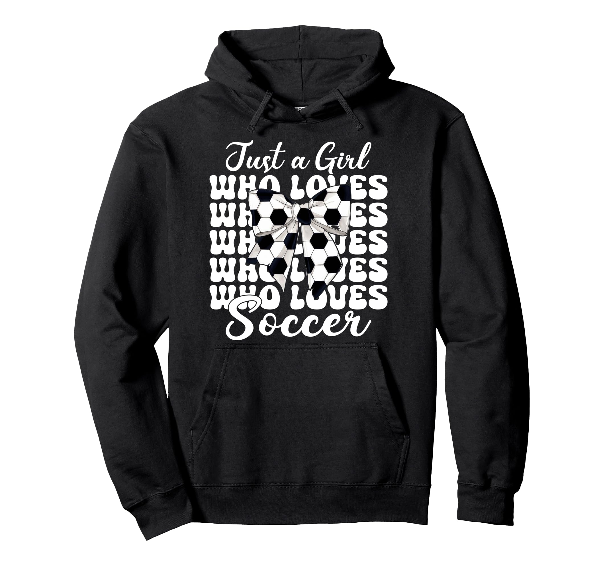Just Who Loves Soccer Coquette Bow Hoodie - Graphic Print Unisex