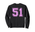 51 Number Fifty One Sports Varsity Sweatshirt - Trendy Graphic for Adults