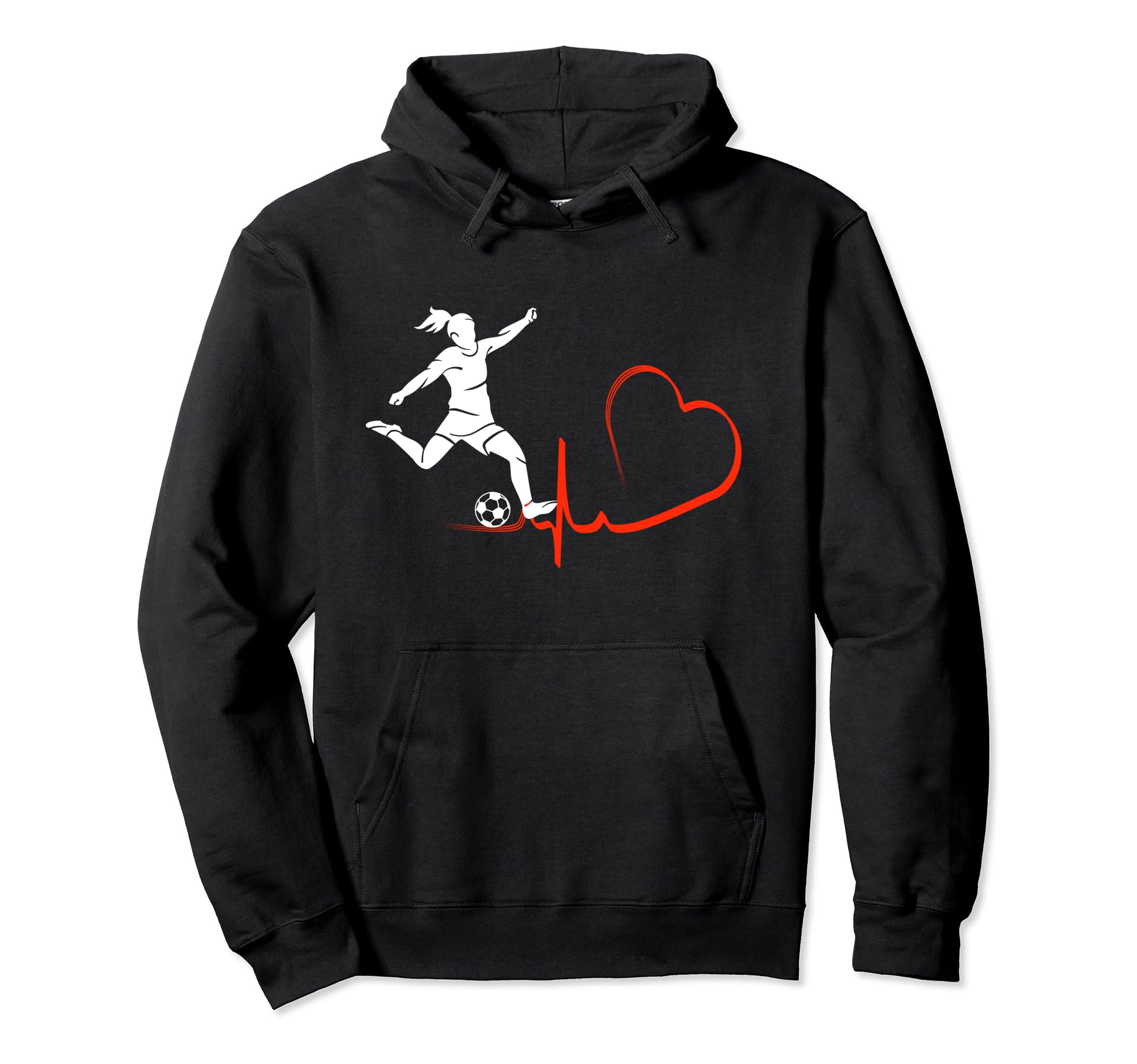 Soccer Football Heartbeat Funny Hoodie - Minimalist Print for Adults