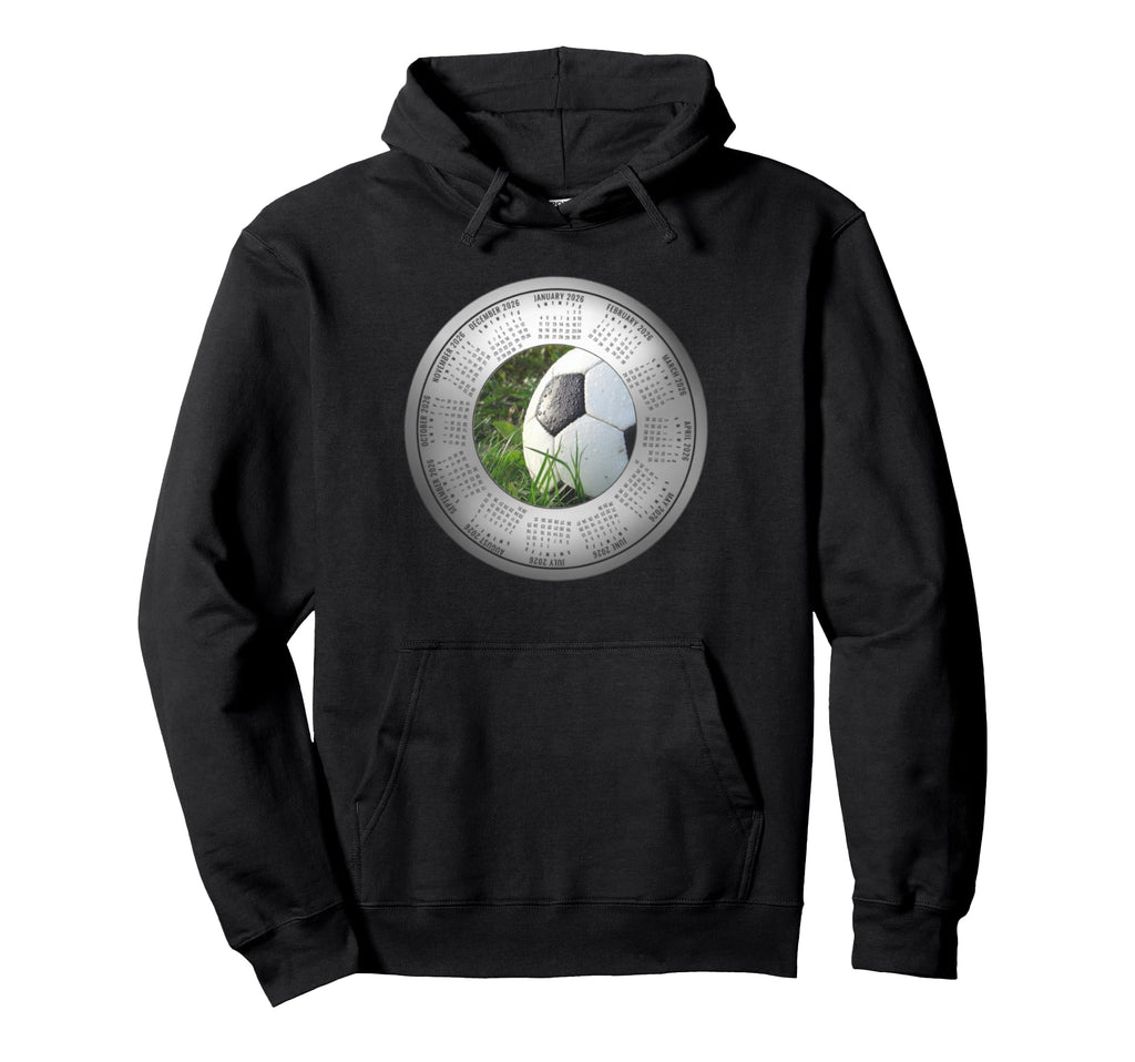 2026 Calendar Soccer Ball Players Moms Hoodie - Fun Novelty Design Unisex