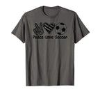 Peace Love Soccer T-Shirt - Novelty Apparel Unisex