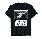 Christian Jesus Saves Soccer T-Shirt - Aesthetic Graphic Men Women