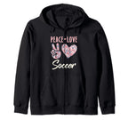 Peace Love Soccer Gifts And Hoodie - Fun Novelty Design for Adults