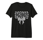 Mono Checkred Soccer Mama Bow White T-Shirt - Trendy Graphic Men Women