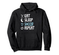 Funny Eat Sleep Soccer Repeat Player Hoodie - Graphic Print for Adults