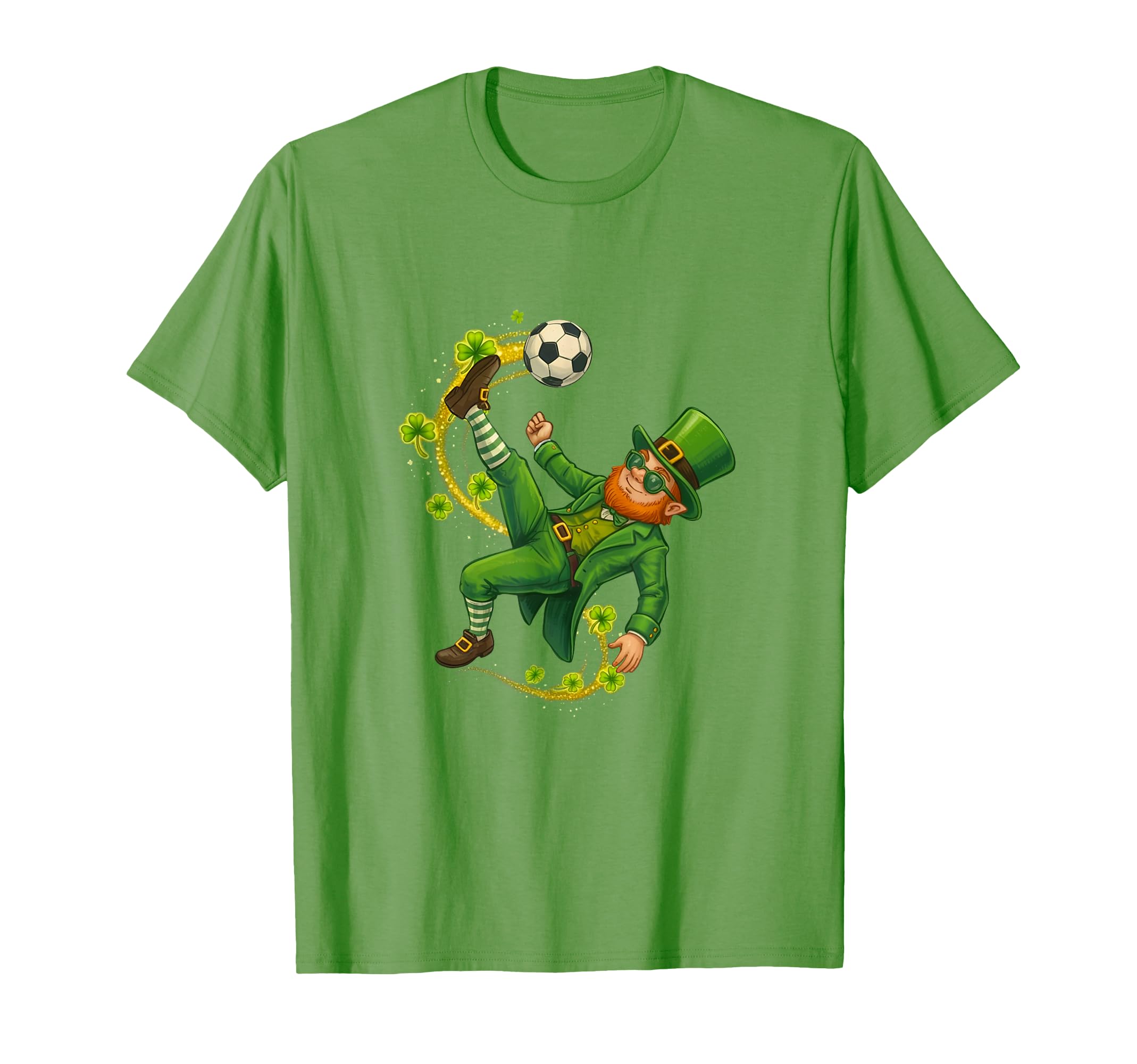 Soccer St Patricks Day Leprechaun T-Shirt - Casual Everyday Wear Unisex