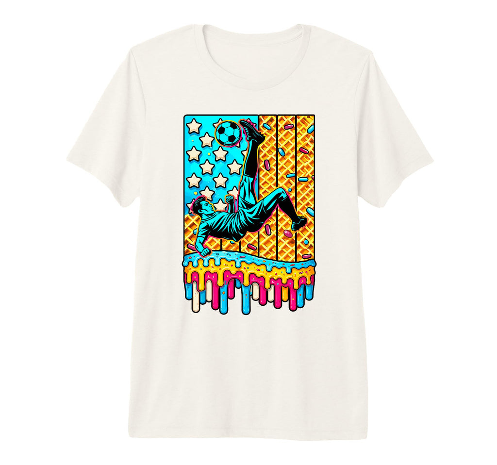 4Th July Ice Cream Drip Soccer Patriotic T-Shirt - Graphic Print Men Women
