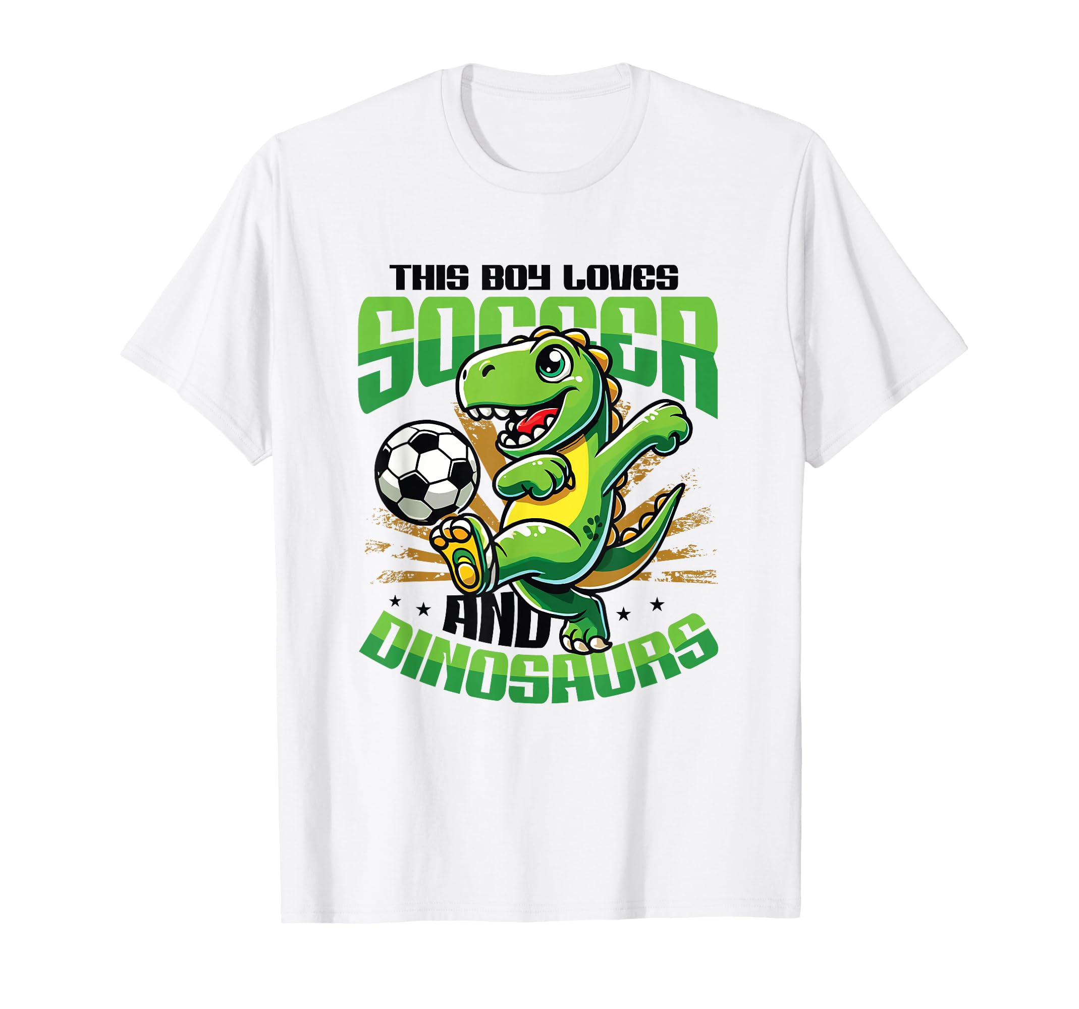 This Loves Soccer And Dinosaurs T-Shirt - Fun Novelty Design Men Women