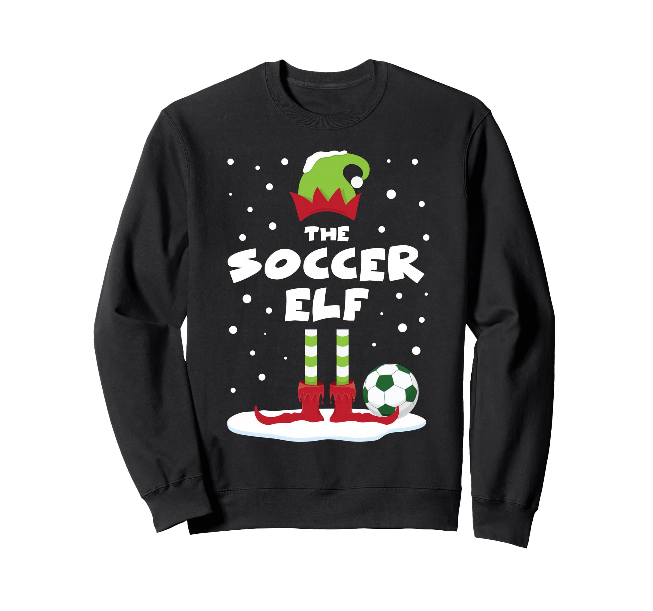 Snowy Soccer Elf Matching Family Costume Sweatshirt - Graphic Print Unisex