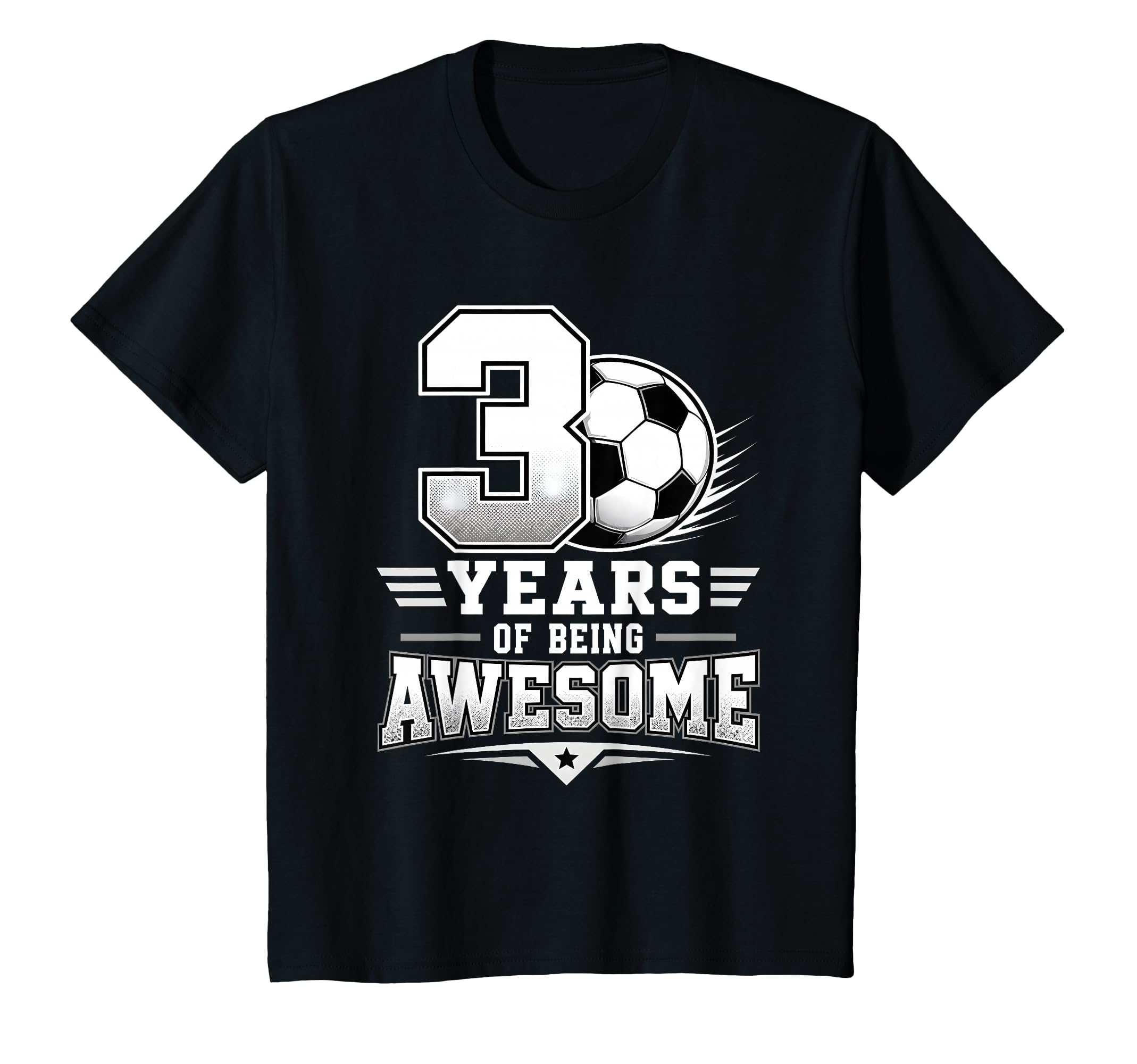 3Rd Birthday Soccer 3 Years Being T-Shirt - Minimalist Print Unisex