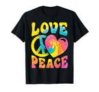 Hippie Love Peace Sign Heart Tie Dye T-Shirt - Minimalist Print Men Women