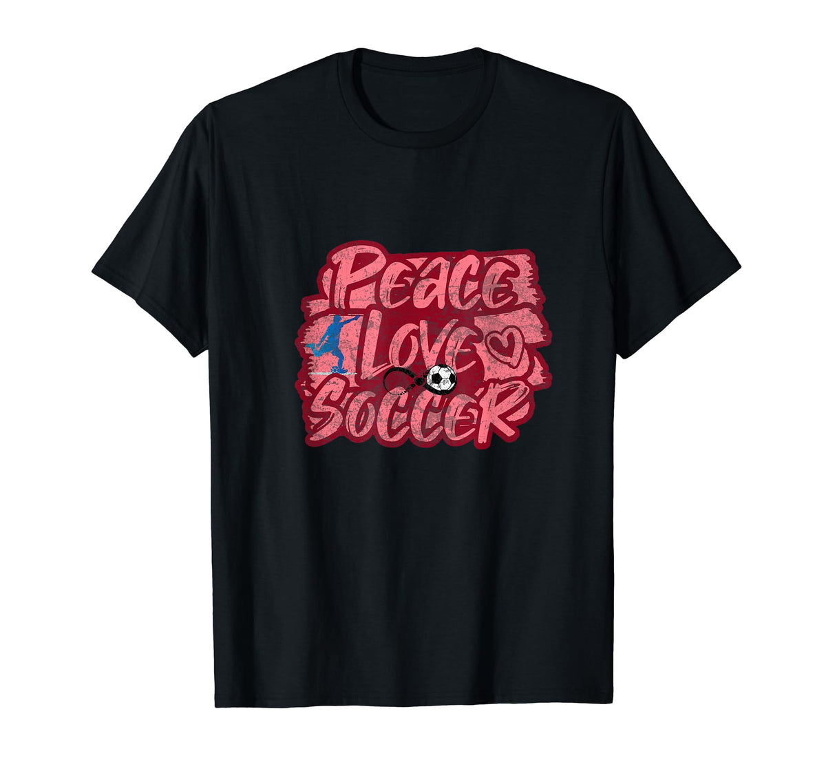 Peace Love Soccer Rose Red Infinite T-Shirt - Unique Graphic Unisex