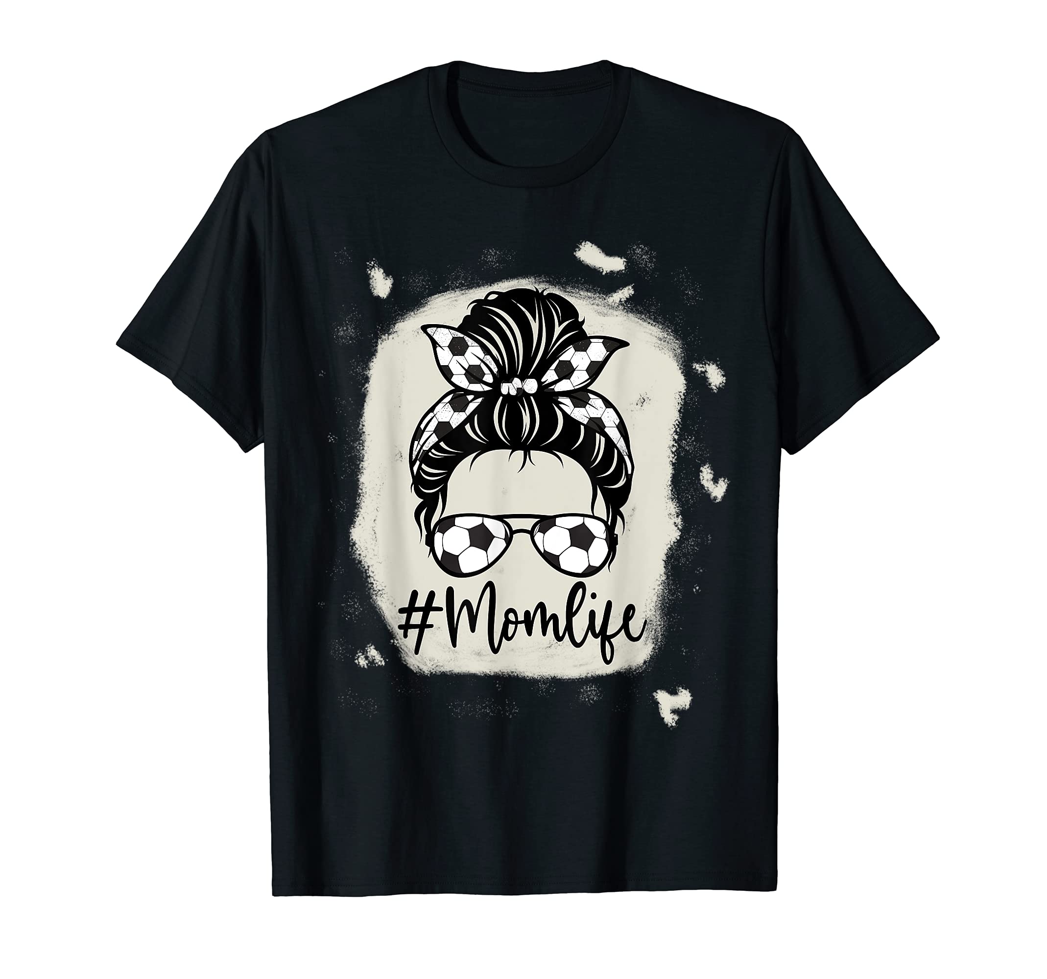 Womens Bleached Dy Mom Life Soccer Lover T-Shirt - Novelty Apparel Unisex