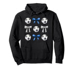 Soccer Balls Bows Soccer Player Blue Gray Hoodie - Minimalist Print Unisex