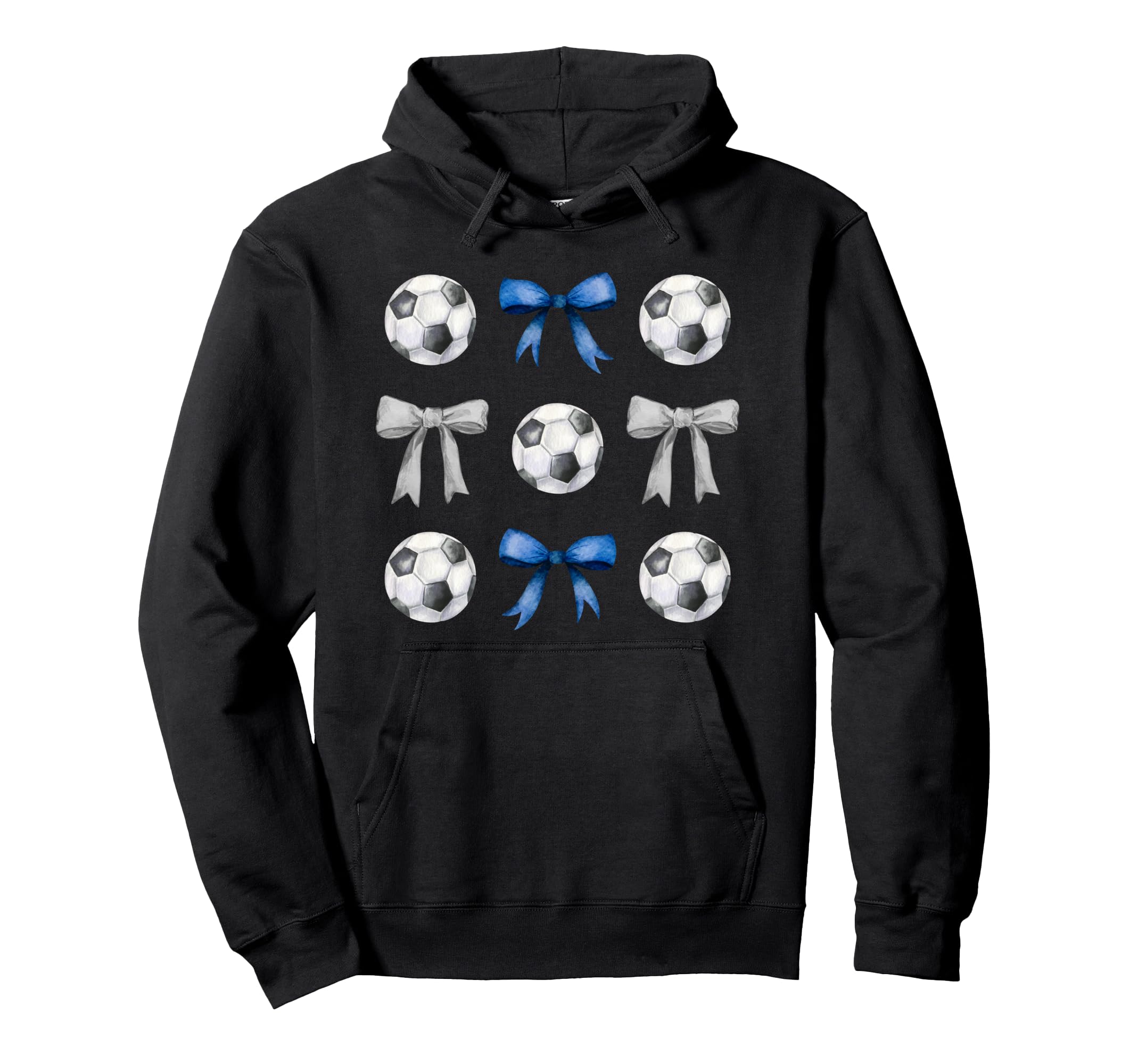 Soccer Balls Bows Soccer Player Blue Gray Hoodie - Minimalist Print Unisex