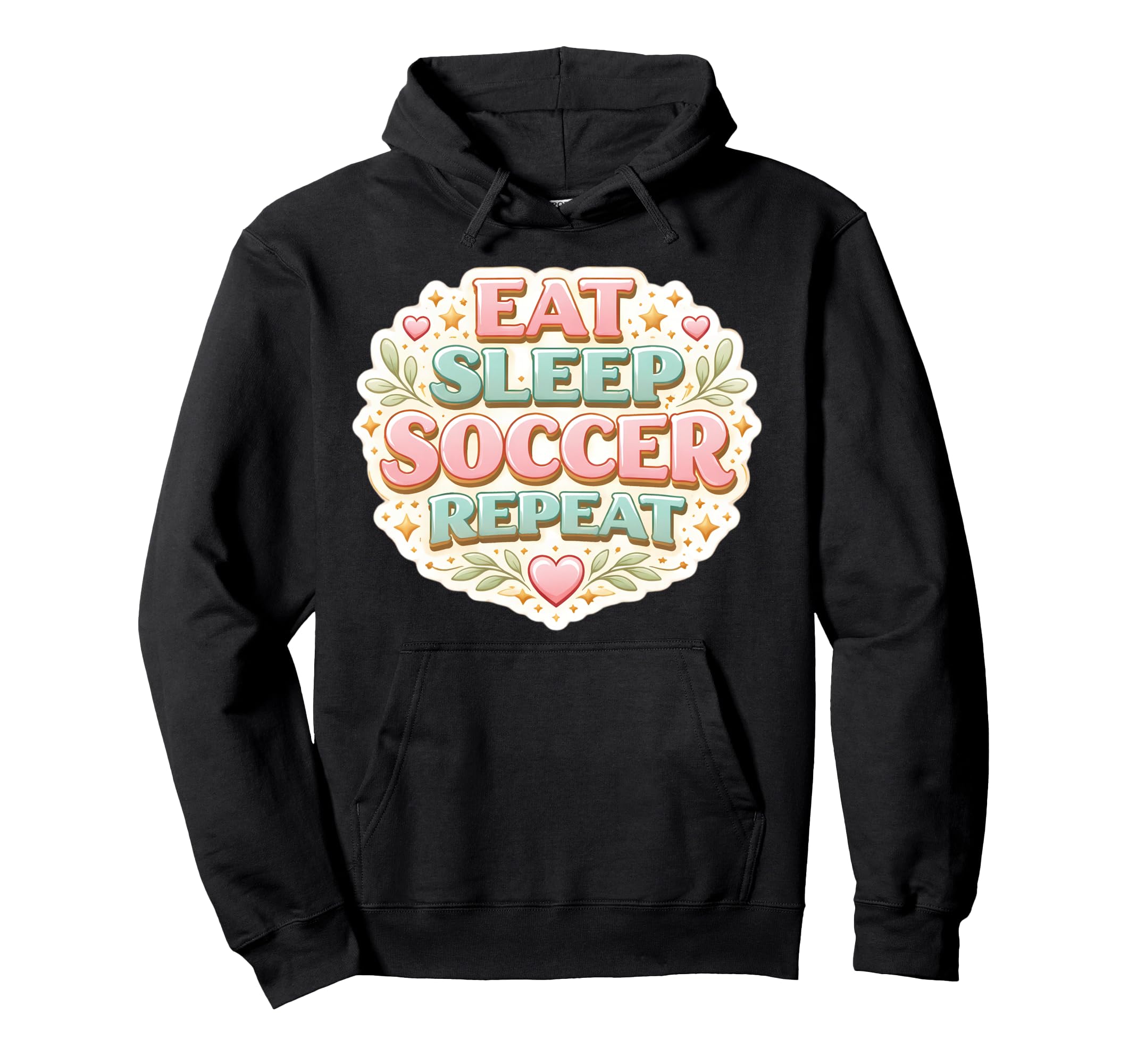 Eat Sleep Soccer Repeat Womens Floral Hoodie - Graphic Print Unisex
