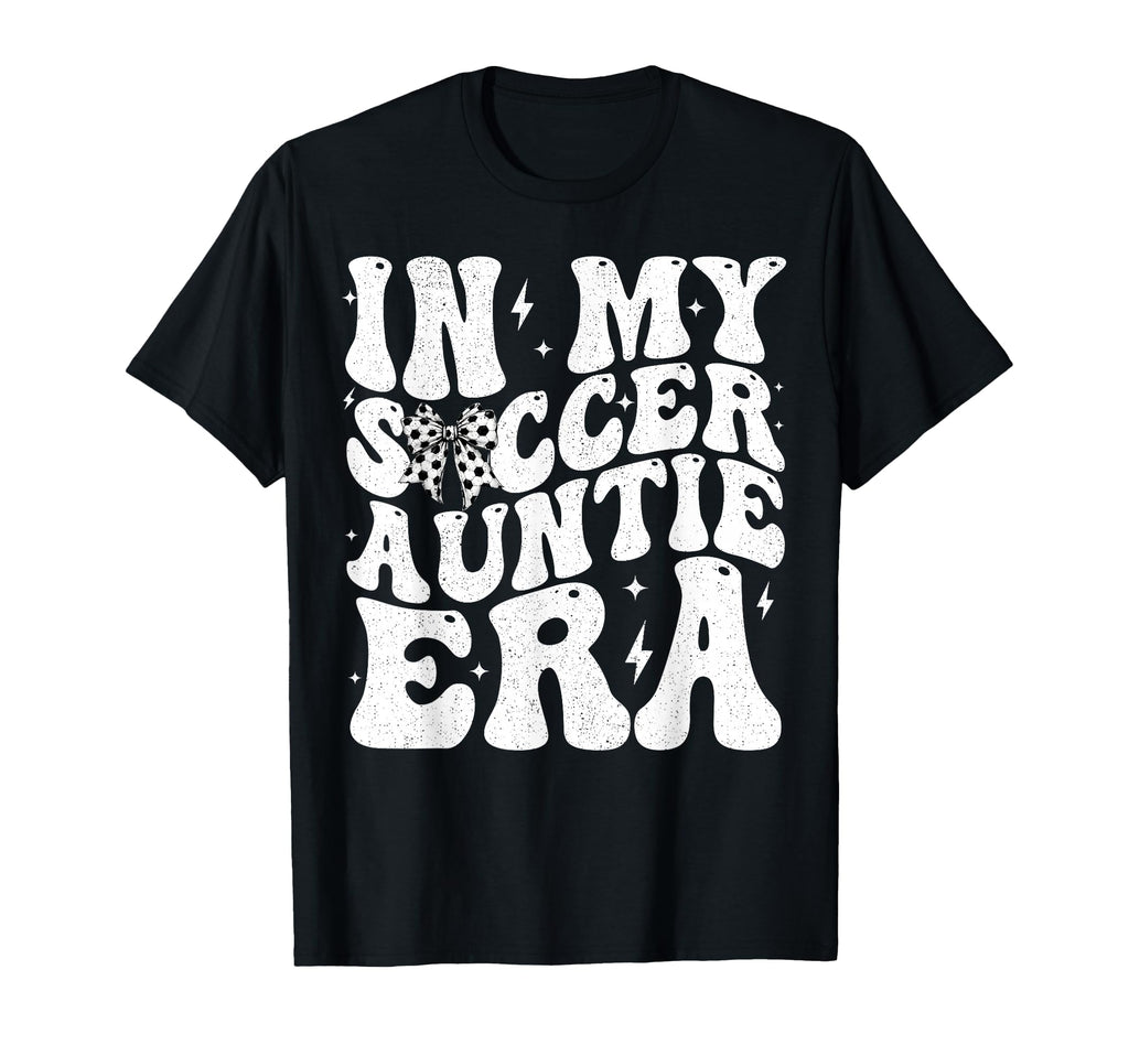 Soccer Auntie Funny Coquette Bow Soccer T-Shirt - Graphic Print for Adults