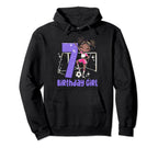 7Th Birthday Black Soccer Ball Net Party Hoodie - Minimalist Print Unisex