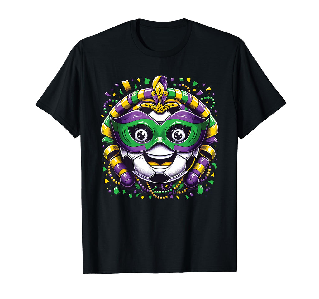 Mardi Gras Soccer Ball T-Shirt - Aesthetic Graphic for Adults