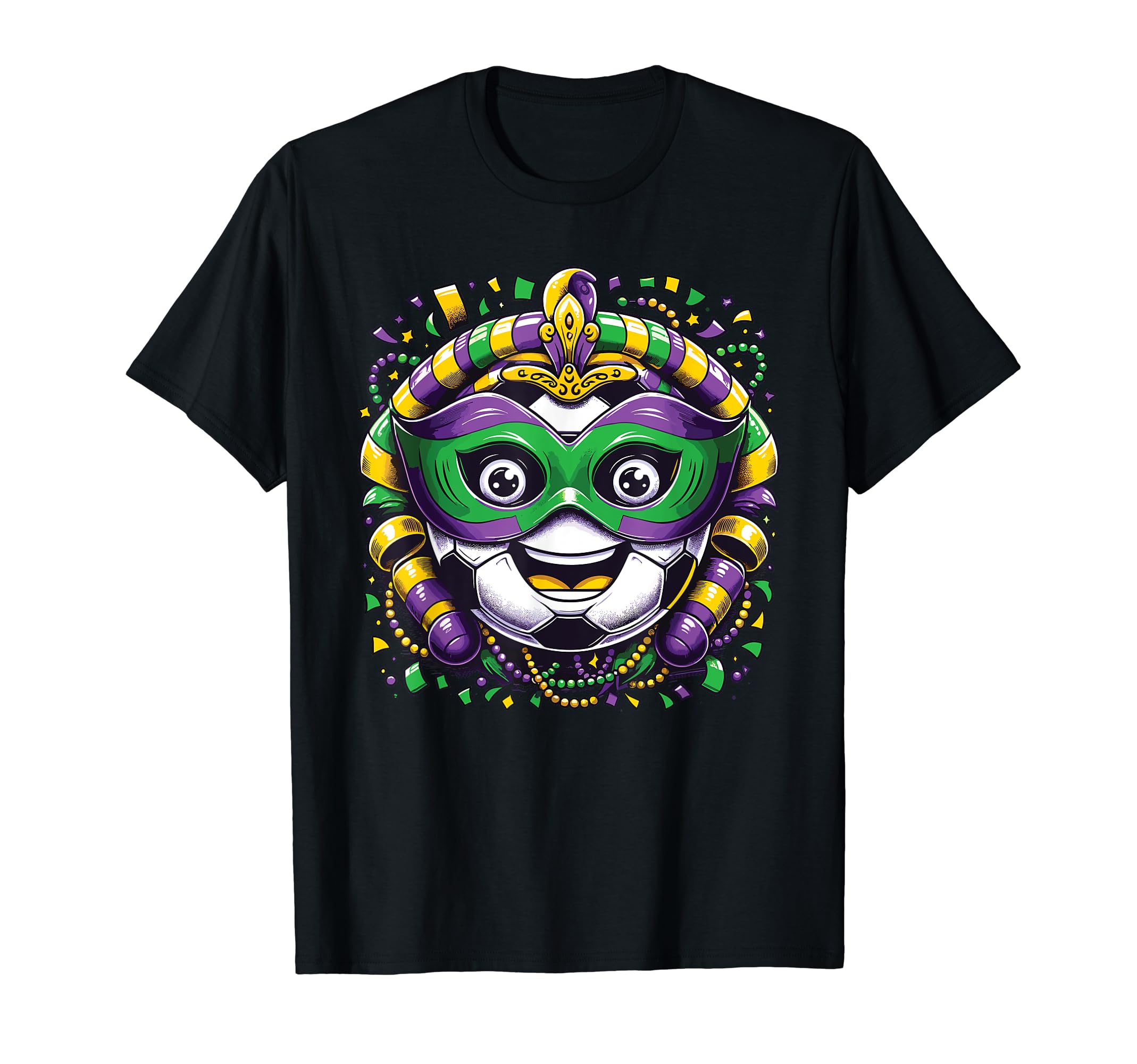 Mardi Gras Soccer Ball T-Shirt - Aesthetic Graphic for Adults