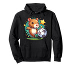 Soccer Player Capybara Kicking Soccer Hoodie - Trendy Graphic for Adults