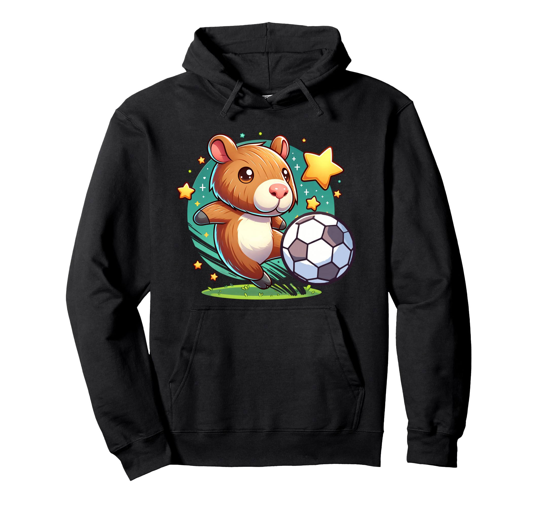 Soccer Player Capybara Kicking Soccer Hoodie - Trendy Graphic for Adults