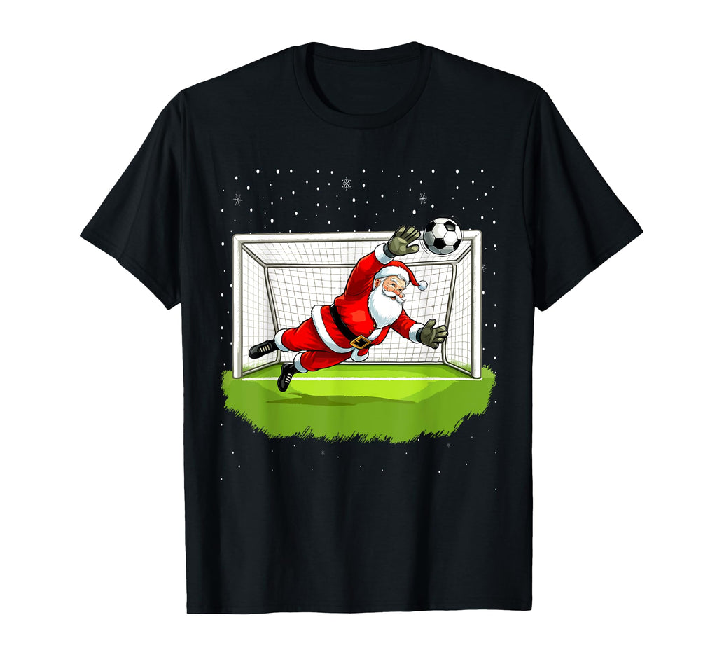 Santa Soccer Goalie Goalkeeper T-Shirt - Aesthetic Graphic Unisex