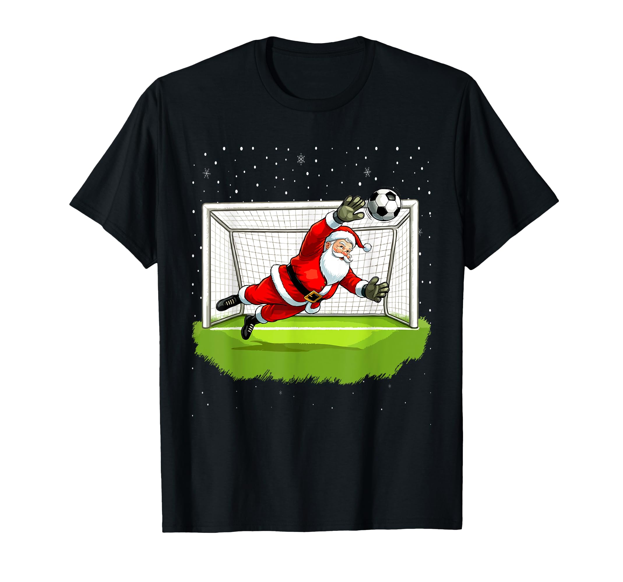 Santa Soccer Goalie Goalkeeper T-Shirt - Aesthetic Graphic Unisex