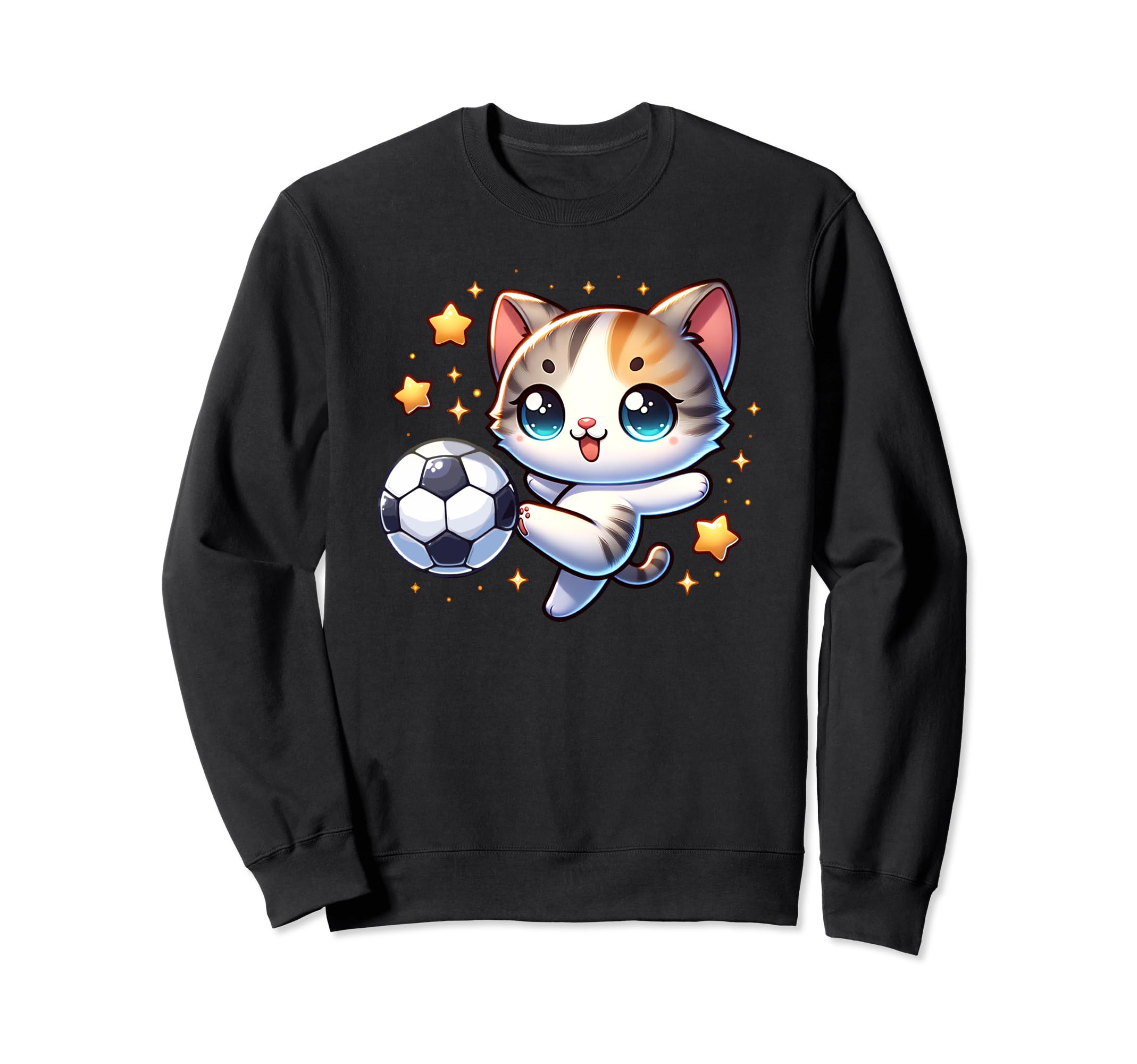 Cat Kitten Soccer Player Kicking Sweatshirt - Aesthetic Graphic for Adults