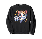 Soccer Player Cat Kitten Sweatshirt - Casual Everyday Wear for Adults
