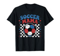 Soccer Mama Groovy Checkered Ball Mothers T-Shirt - Graphic Print Unisex
