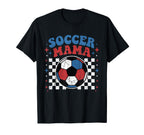 Soccer Mama Groovy Checkered Ball Mothers T-Shirt - Graphic Print Unisex