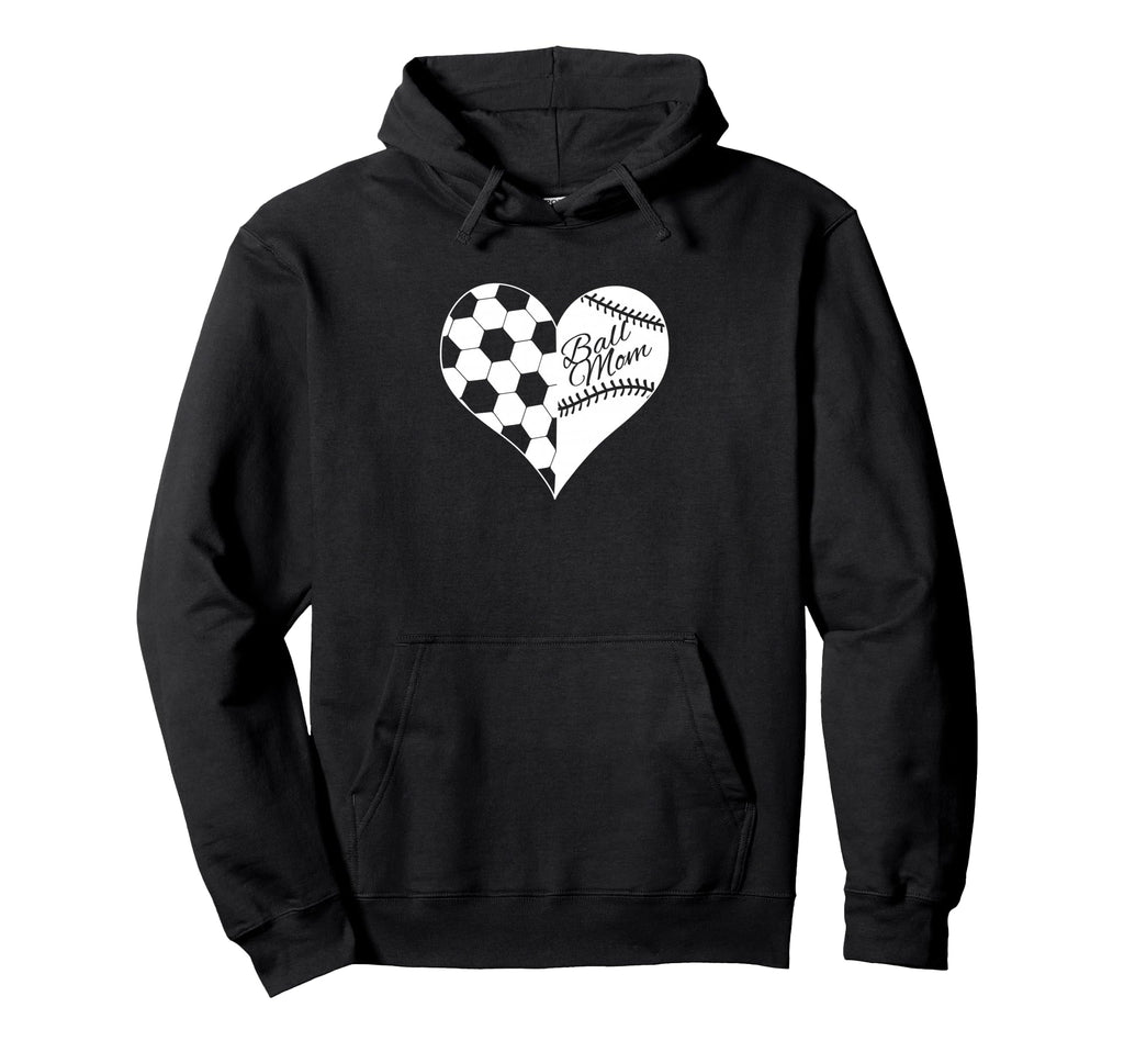Baseball Laces Soccer Ball Pattern Heart Hoodie - Graphic Print for Adults