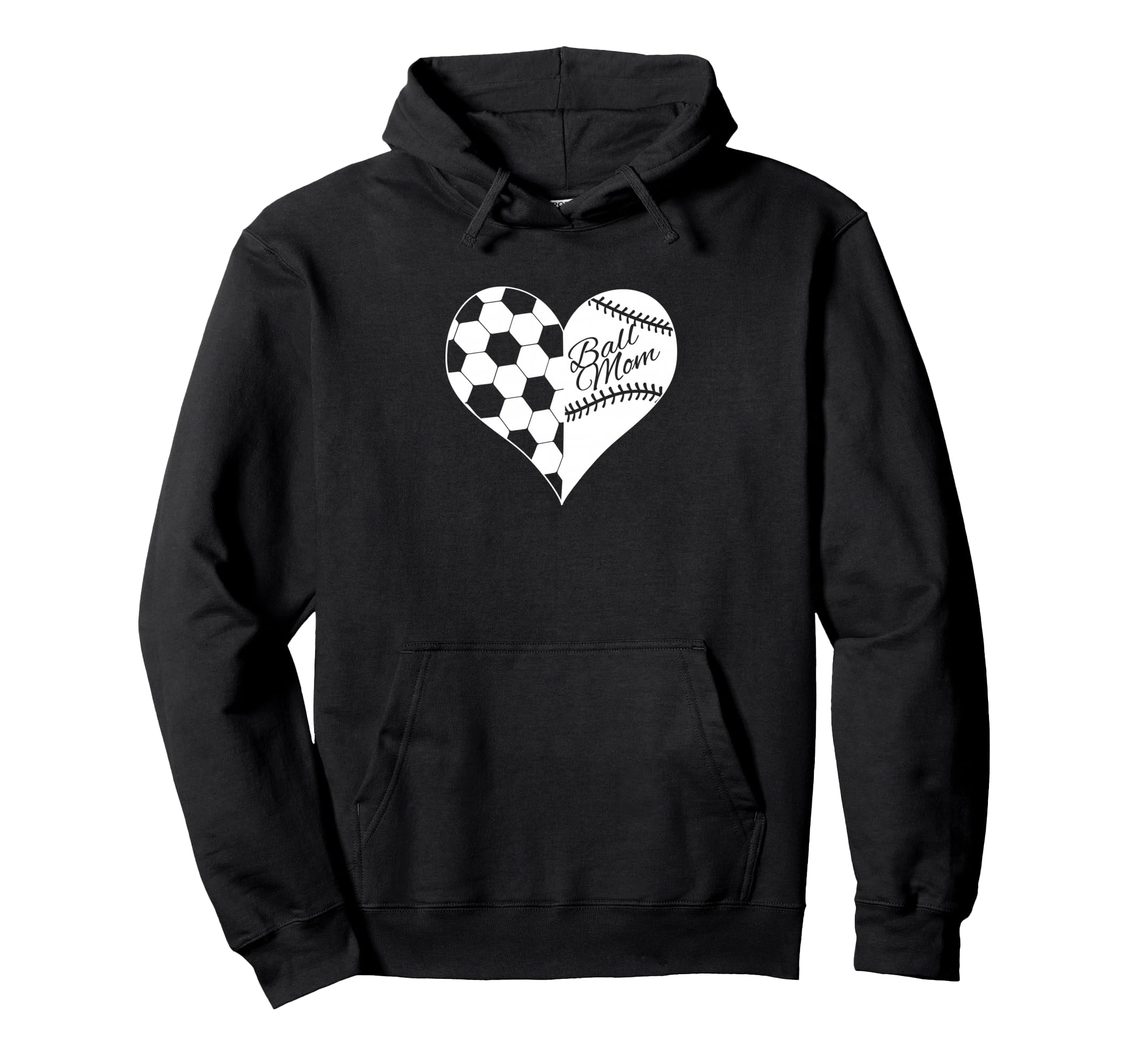 Baseball Laces Soccer Ball Pattern Heart Hoodie - Graphic Print for Adults