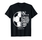 Christian Soccer Faith Verse Philippians T-Shirt - Graphic Print Men Women