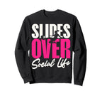 Slides Over Social Life Soccer Sweatshirt - Trendy Graphic for Adults
