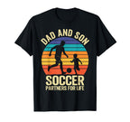 Dad And Son Soccer Partners Life T-Shirt - Graphic Print for Adults
