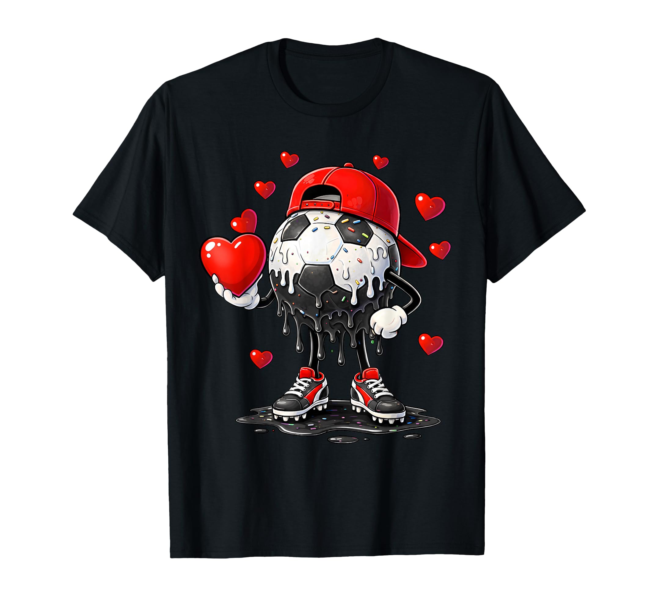 Valentine Soccer Heart Drip Sport T-Shirt - Streetwear Style for Adults