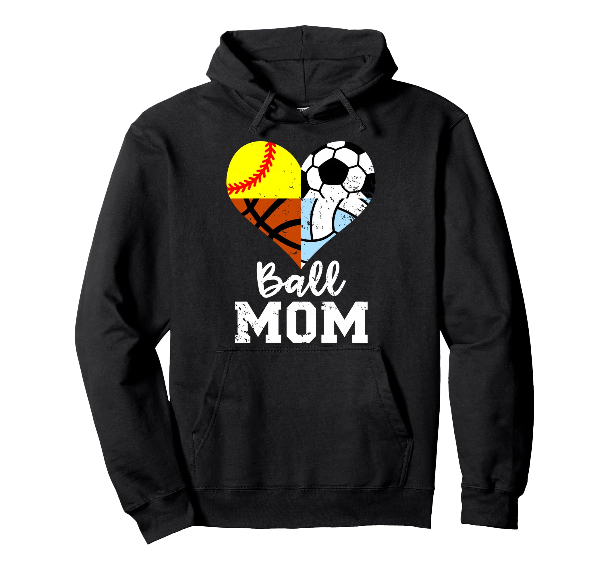 Ball Mom Funny Soccer Softball Hoodie - Minimalist Print for Adults
